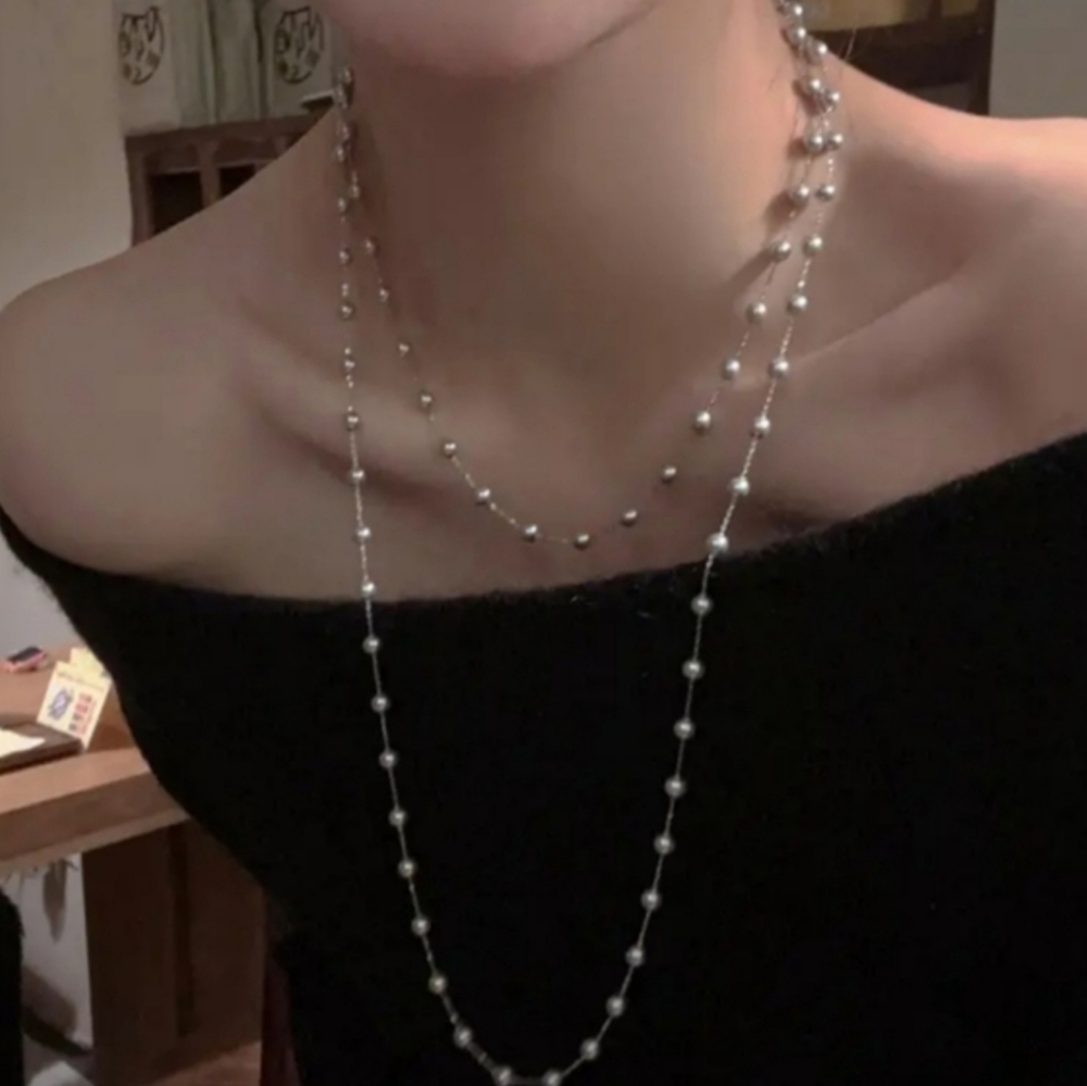 Elegant Silver Pearl Necklace